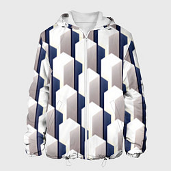 Куртка с капюшоном мужская Кубическая абстракция, цвет: 3D-белый