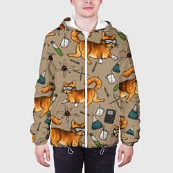 Куртка с капюшоном мужская Котики и колбы, цвет: 3D-белый — фото 2