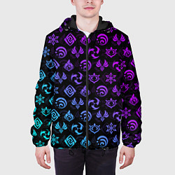 Куртка с капюшоном мужская GENSHIN IMPACT NEON, цвет: 3D-черный — фото 2