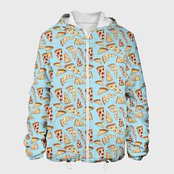 Куртка с капюшоном мужская Кусочки Пиццы, цвет: 3D-белый