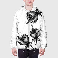Куртка с капюшоном мужская Дымящие розы, цвет: 3D-белый — фото 2