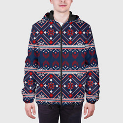 Куртка с капюшоном мужская Русские народные узоры, цвет: 3D-черный — фото 2