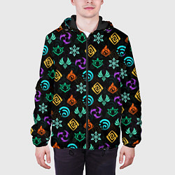 Куртка с капюшоном мужская GENSHIN IMPACT ЭМБЛЕМЫ, цвет: 3D-черный — фото 2
