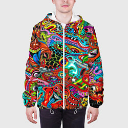 Куртка с капюшоном мужская Яркая абстракция bright abstraction, цвет: 3D-белый — фото 2