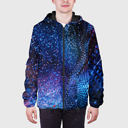Куртка с капюшоном мужская Синяя чешуйчатая абстракция blue cosmos, цвет: 3D-черный — фото 2