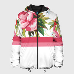 Куртка с капюшоном мужская Нежные Розы, цвет: 3D-черный