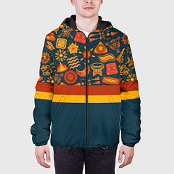 Куртка с капюшоном мужская Африканская Символика, цвет: 3D-черный — фото 2