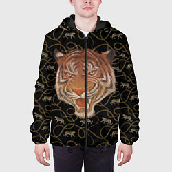 Куртка с капюшоном мужская Морда тигра, цвет: 3D-черный — фото 2