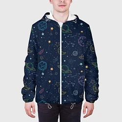 Куртка с капюшоном мужская Созвездия, цвет: 3D-белый — фото 2