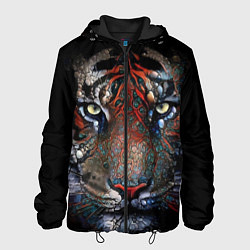 Куртка с капюшоном мужская Цветной тигр, цвет: 3D-черный