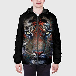 Куртка с капюшоном мужская Цветной тигр, цвет: 3D-черный — фото 2
