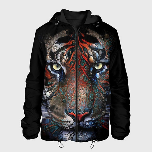 Мужская куртка Цветной тигр / 3D-Черный – фото 1