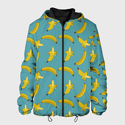Куртка с капюшоном мужская Бананы Мятная, цвет: 3D-черный