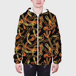 Куртка с капюшоном мужская Цветные цепи, абстракция, цвет: 3D-белый — фото 2