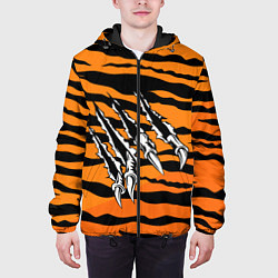 Куртка с капюшоном мужская След от когтей тигра, цвет: 3D-черный — фото 2