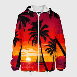 Куртка с капюшоном мужская Гавайский закат, цвет: 3D-белый