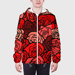 Куртка с капюшоном мужская Розочки, цвет: 3D-белый — фото 2