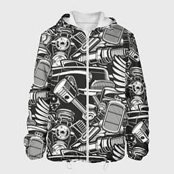 Куртка с капюшоном мужская Механика Автомобиль, цвет: 3D-белый