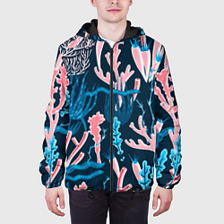 Куртка с капюшоном мужская Подводный мир, цвет: 3D-черный — фото 2