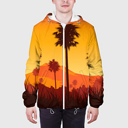 Куртка с капюшоном мужская Лето, Пальмы, вечер, цвет: 3D-белый — фото 2