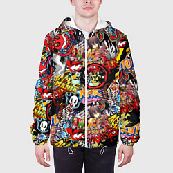 Куртка с капюшоном мужская Логотипы Аниме Мультиков, цвет: 3D-белый — фото 2
