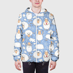 Куртка с капюшоном мужская Счастливые овечки, цвет: 3D-белый — фото 2