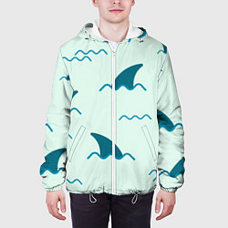 Куртка с капюшоном мужская Плавники акул, цвет: 3D-белый — фото 2