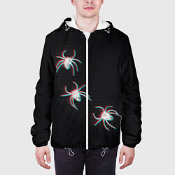 Куртка с капюшоном мужская ПАУКИ ГЛИТЧ GLITCH SPIDERS, цвет: 3D-белый — фото 2