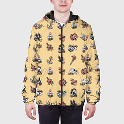 Куртка с капюшоном мужская Уличные эмблемы текстура, цвет: 3D-черный — фото 2