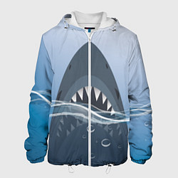 Куртка с капюшоном мужская Акула под водой, цвет: 3D-белый
