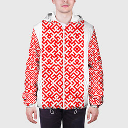 Куртка с капюшоном мужская Славянские узоры, цвет: 3D-белый — фото 2