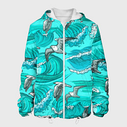 Куртка с капюшоном мужская Чайки в море, цвет: 3D-белый
