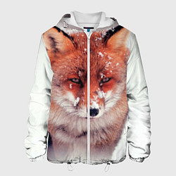 Куртка с капюшоном мужская Лисица и снег, цвет: 3D-белый