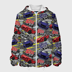 Куртка с капюшоном мужская Гоночная машина, цвет: 3D-белый
