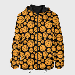 Куртка с капюшоном мужская Баскетбольные Мячи, цвет: 3D-черный