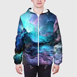 Куртка с капюшоном мужская Космическое море, цвет: 3D-белый — фото 2