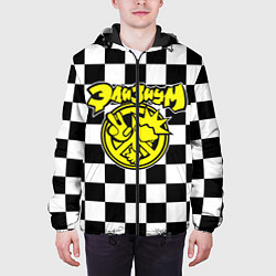 Куртка с капюшоном мужская Элизиум рок группа клетка, цвет: 3D-черный — фото 2