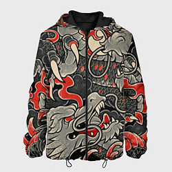 Куртка с капюшоном мужская Китайский Дракон, China Dragon, цвет: 3D-черный