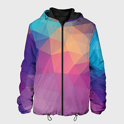 Куртка с капюшоном мужская Цветные полигоны - Градиент, цвет: 3D-черный