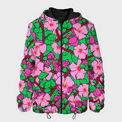 Куртка с капюшоном мужская Цветы Сакуры, Sakura, цвет: 3D-черный