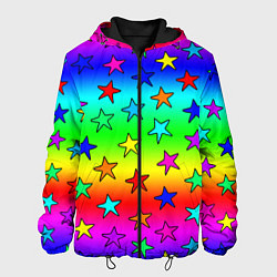 Куртка с капюшоном мужская Радужные звезды, цвет: 3D-черный