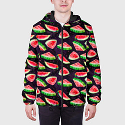 Куртка с капюшоном мужская Арбузное лето, цвет: 3D-черный — фото 2