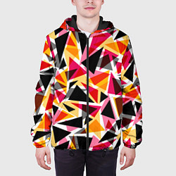 Куртка с капюшоном мужская Разноцветные треугольники, цвет: 3D-черный — фото 2