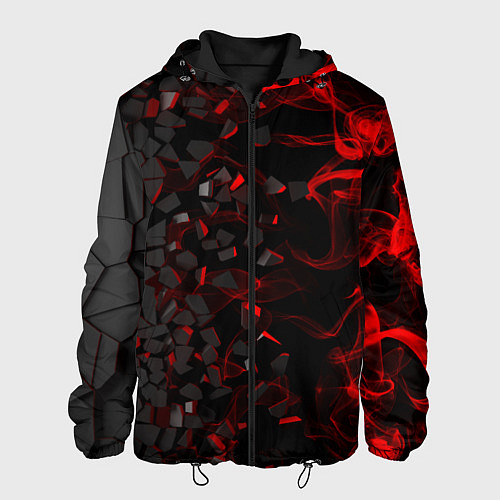 Мужская куртка 3Д Разлом 3D Плиты и огонь / 3D-Черный – фото 1