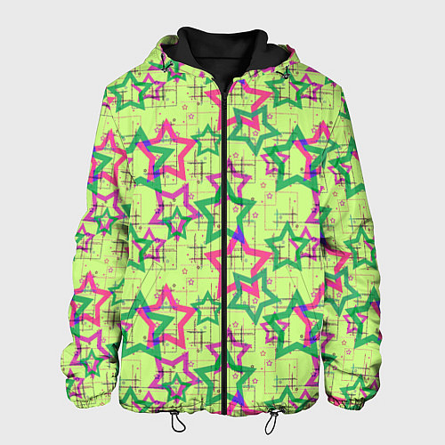 Мужская куртка Зеленый узор Звезды / 3D-Черный – фото 1