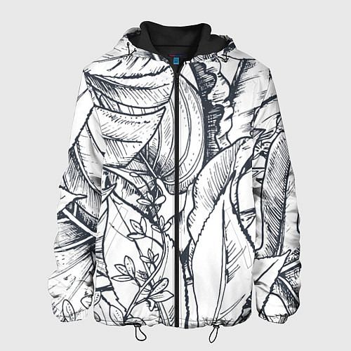 Мужская куртка Тропические листья / 3D-Черный – фото 1