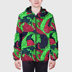 Куртка с капюшоном мужская Абстрактный пуантилизм, цвет: 3D-черный — фото 2