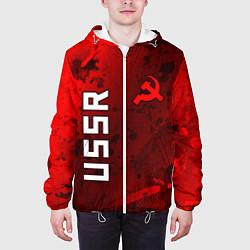 Куртка с капюшоном мужская USSR - Серп и Молот - Краска, цвет: 3D-белый — фото 2