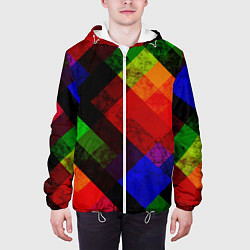 Куртка с капюшоном мужская Яркий геометрический узор, цвет: 3D-белый — фото 2
