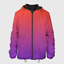 Куртка с капюшоном мужская Оранжевый и Фиолетовый, цвет: 3D-черный